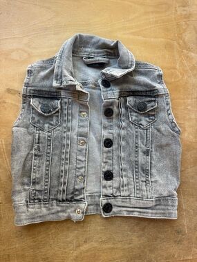 Little Bipsy Gray Washed Denim Vest Jacket